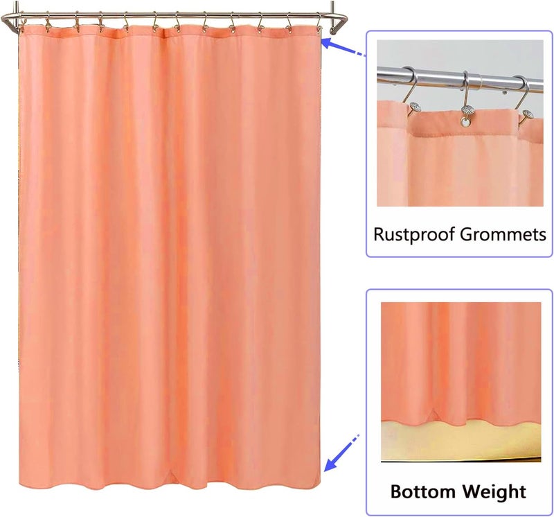 LLSCL Orange Red Fabric Shower Curtain Liner with Magnets, Waterproof Hotel Quality, 72 x 72 Machine Washable - Image 2